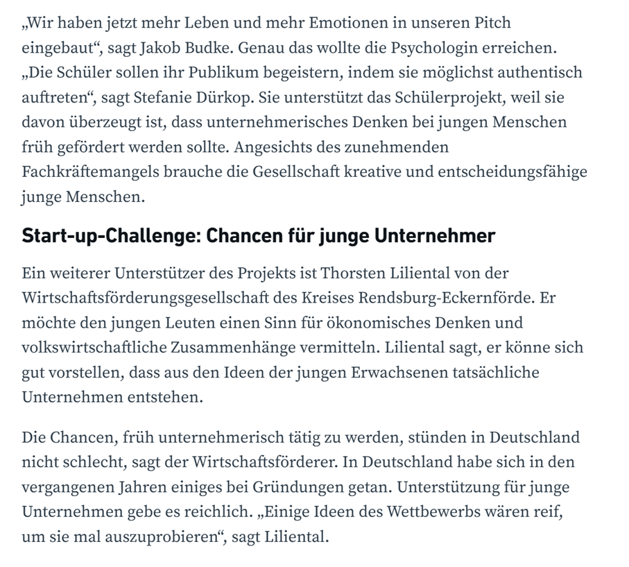 Bild8 Berichte zur StartUp Challenge SH 2026