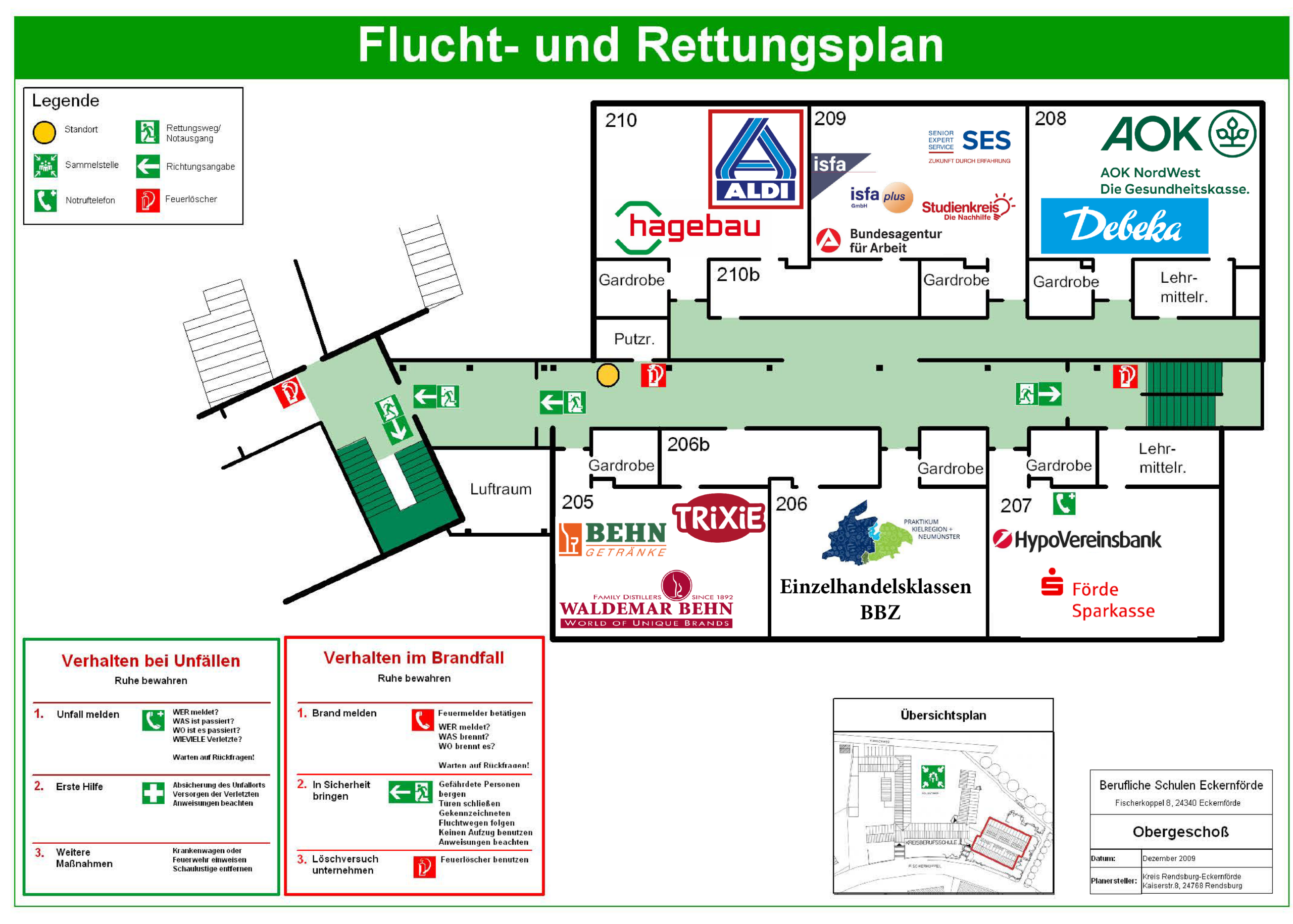Raum-, Flucht- und Rettungsplan für Tag der offenen Tür mit Berufsinformationsforum 9